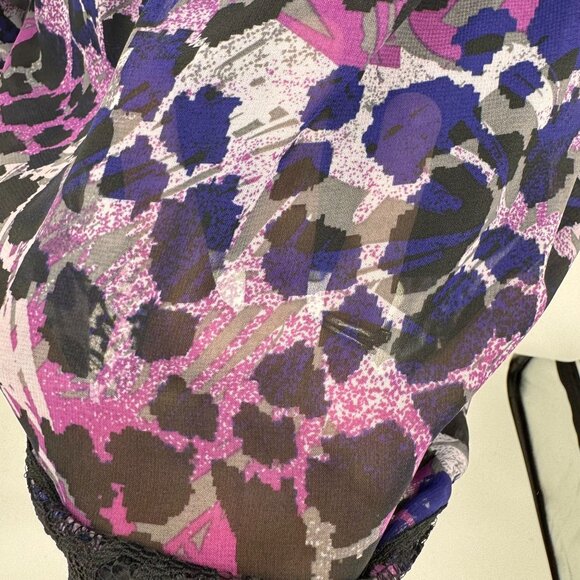 XOXO Sheer Dress Women M Purple Leopard Print Lace Whimsigoth Fairy Grunge Style - Picture 6 of 8
